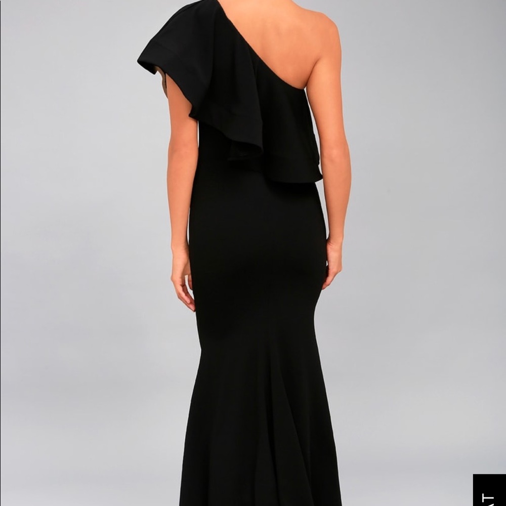 Black one shoulder floor length dress